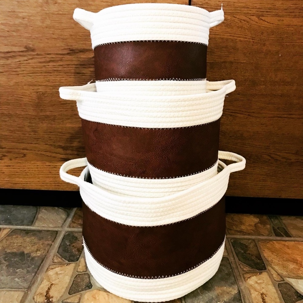Cotton Rope & Faux Leather Storage